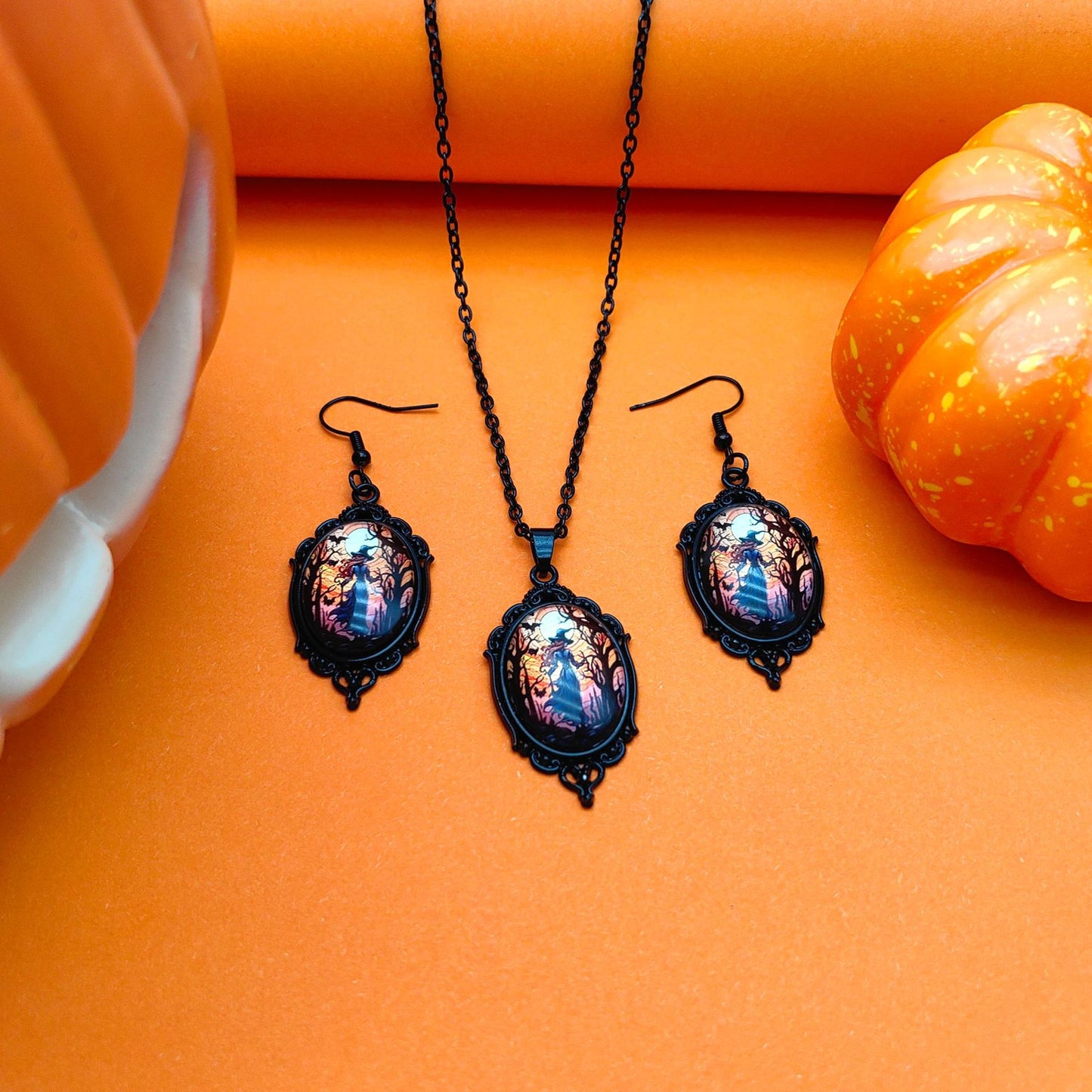Set Bijoux Arbre de Vie & Sorcière – Collier et Boucles d’Oreilles