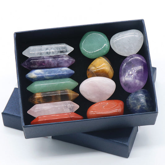 Ensemble des 7 Chakras – Pierres Naturelles Polies (Irrégulières ou Hexagonales)