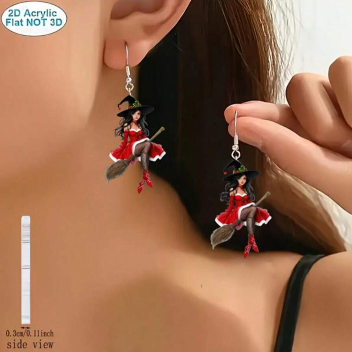 Witch Earrings Dark Creative Design Elegant And Sexy Sorcière boucles d'oreilles