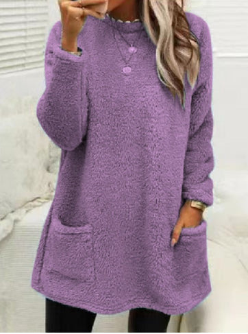 Hoodie Long Femme  Pull Molleton Chaud avec Poches