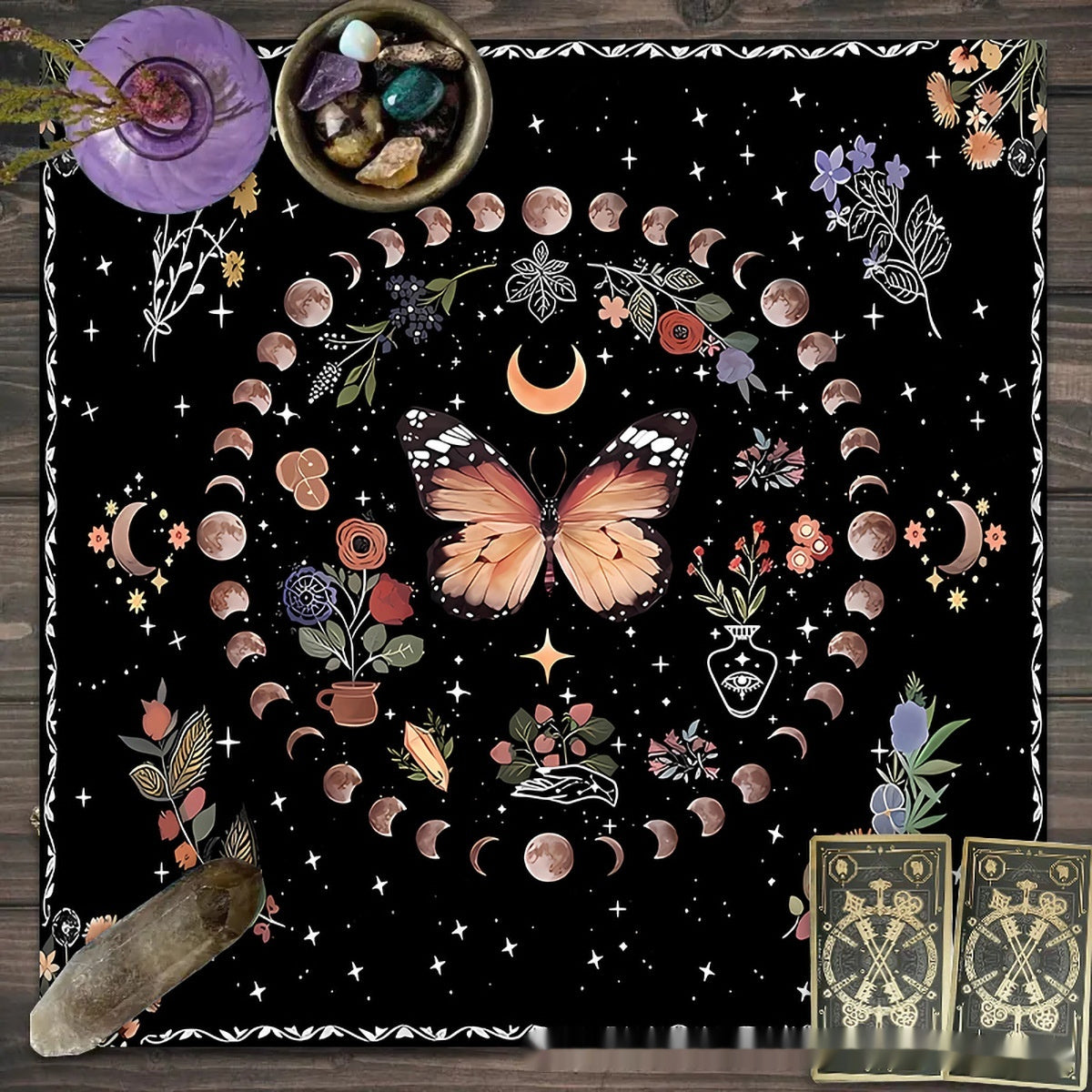 Altar d’autel Enchantée Élevez vos rituels avec lune, fleurs et papillons