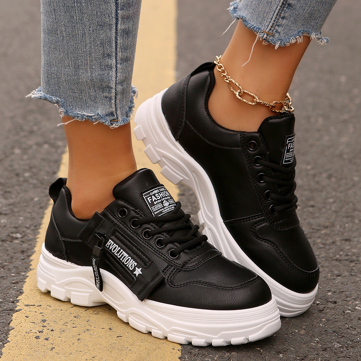 Espadrilles femme à lacets avec fermeture éclair semelle épaisse