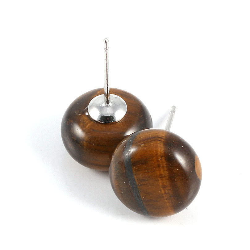Boucles d’Oreilles Clous en Pierres Semi-Précieuses  Forme Oblate
