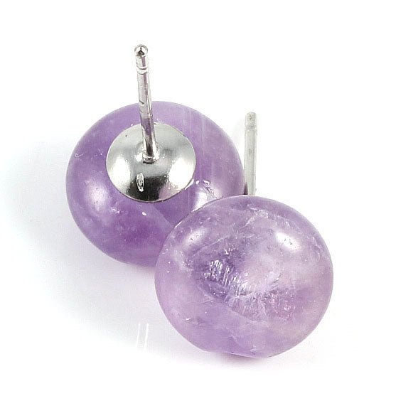 Boucles d’Oreilles Clous en Pierres Semi-Précieuses  Forme Oblate