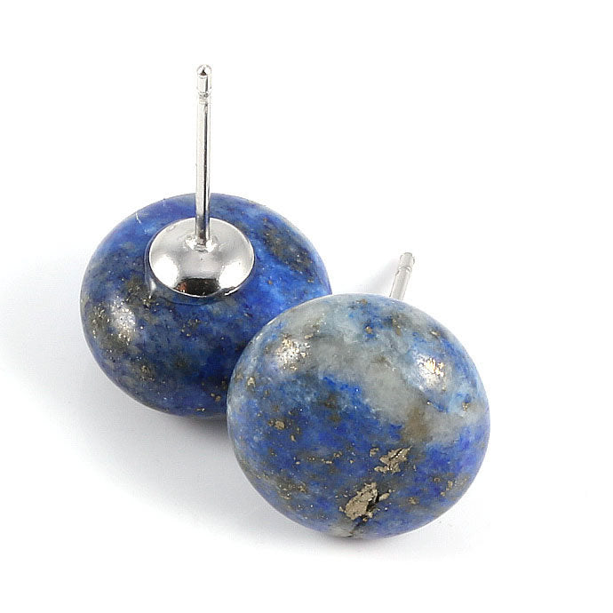 Boucles d’Oreilles Clous en Pierres Semi-Précieuses  Forme Oblate