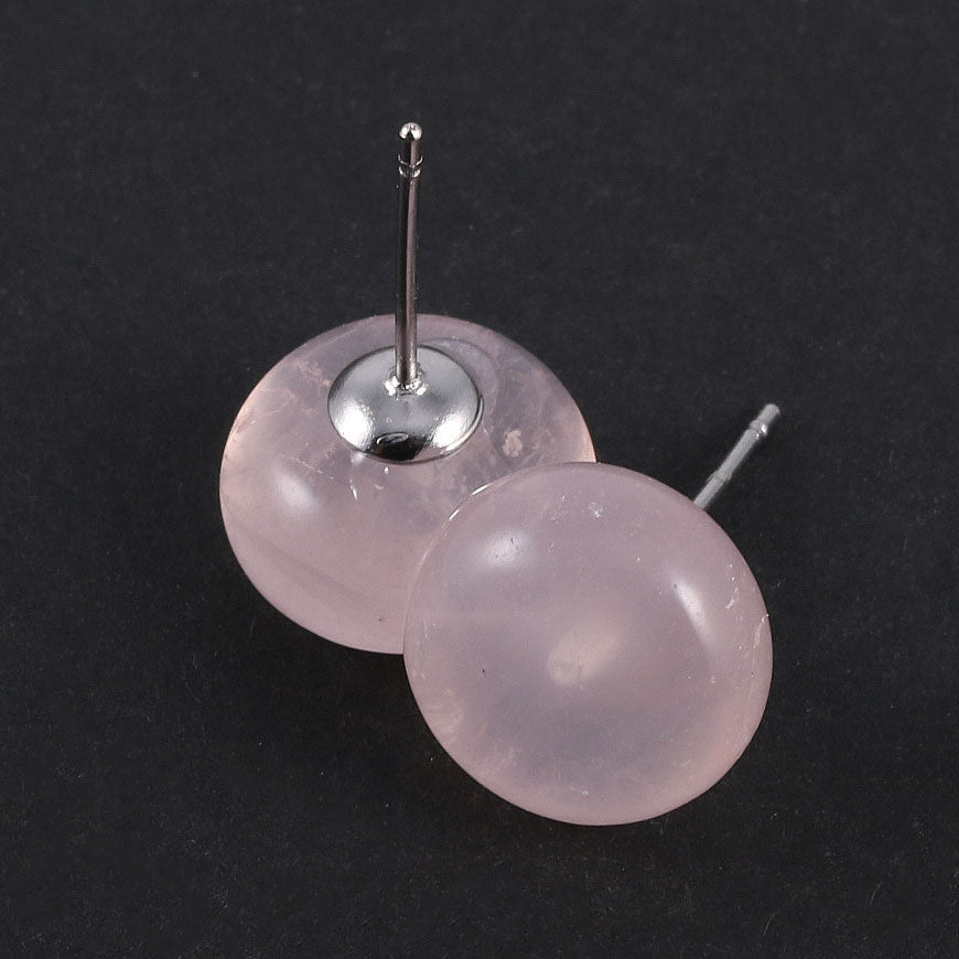 Boucles d’Oreilles Clous en Pierres Semi-Précieuses  Forme Oblate