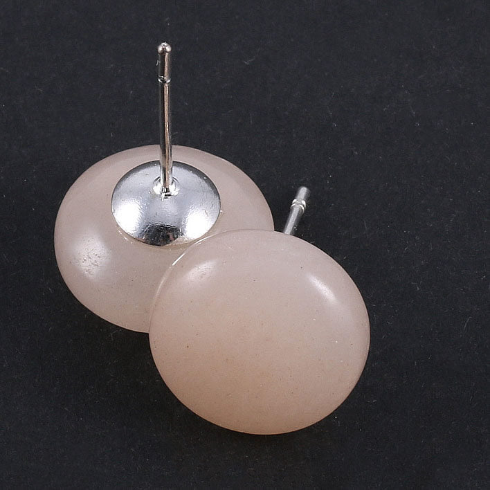 Boucles d’Oreilles Clous en Pierres Semi-Précieuses  Forme Oblate