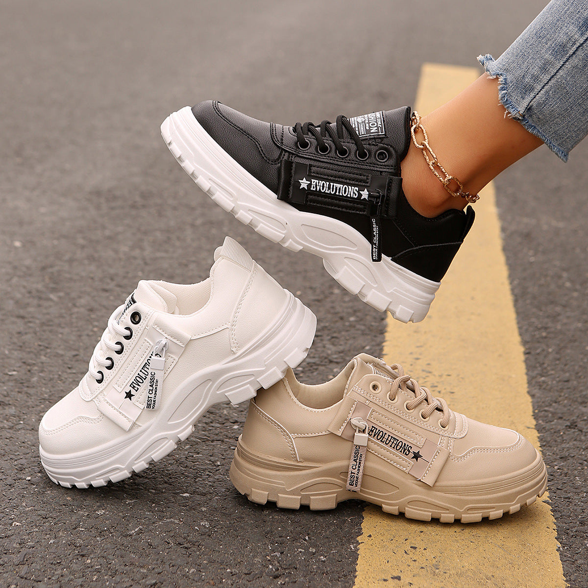 Espadrilles femme à lacets avec fermeture éclair semelle épaisse