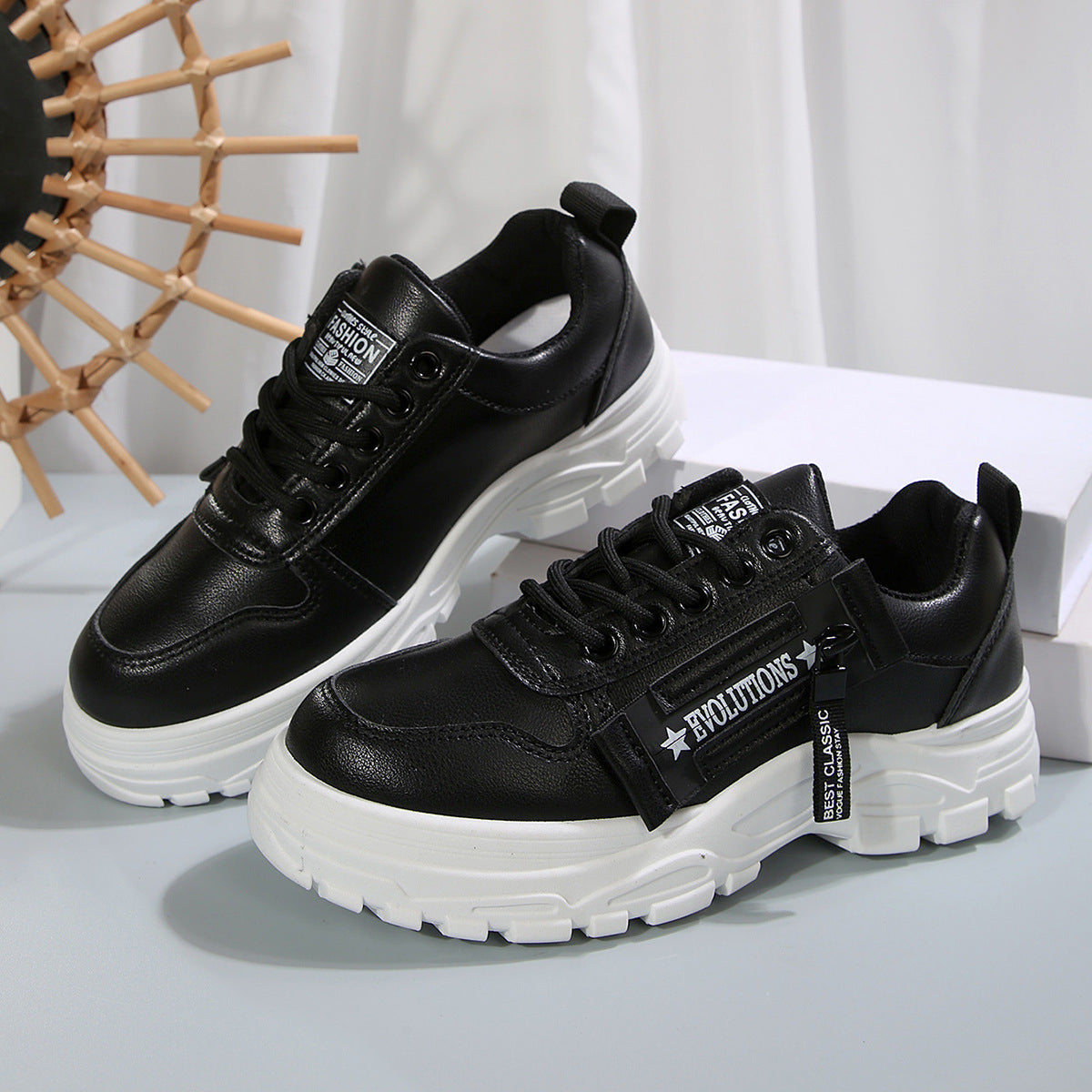 Espadrilles femme à lacets avec fermeture éclair semelle épaisse