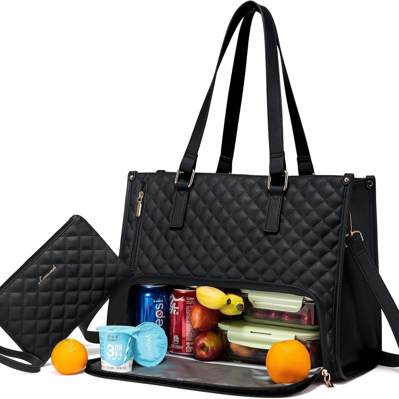 Sac lunch isolé multifonction pour femme  Sac repas étanche grand format avec bandoulière