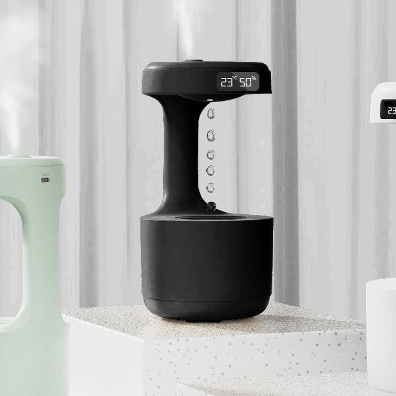 Humidificateur Anti-Gravité avec Horloge – Diffuseur d’Aroma à Gouttes d’Eau, Grande Capacité, Brumisation Silencieuse pour Chambre et Bureau