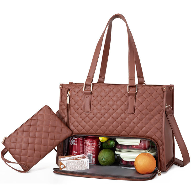 Sac lunch isolé multifonction pour femme  Sac repas étanche grand format avec bandoulière