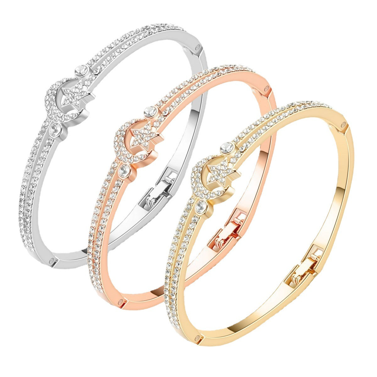 Bracelet étoile et lune en strass