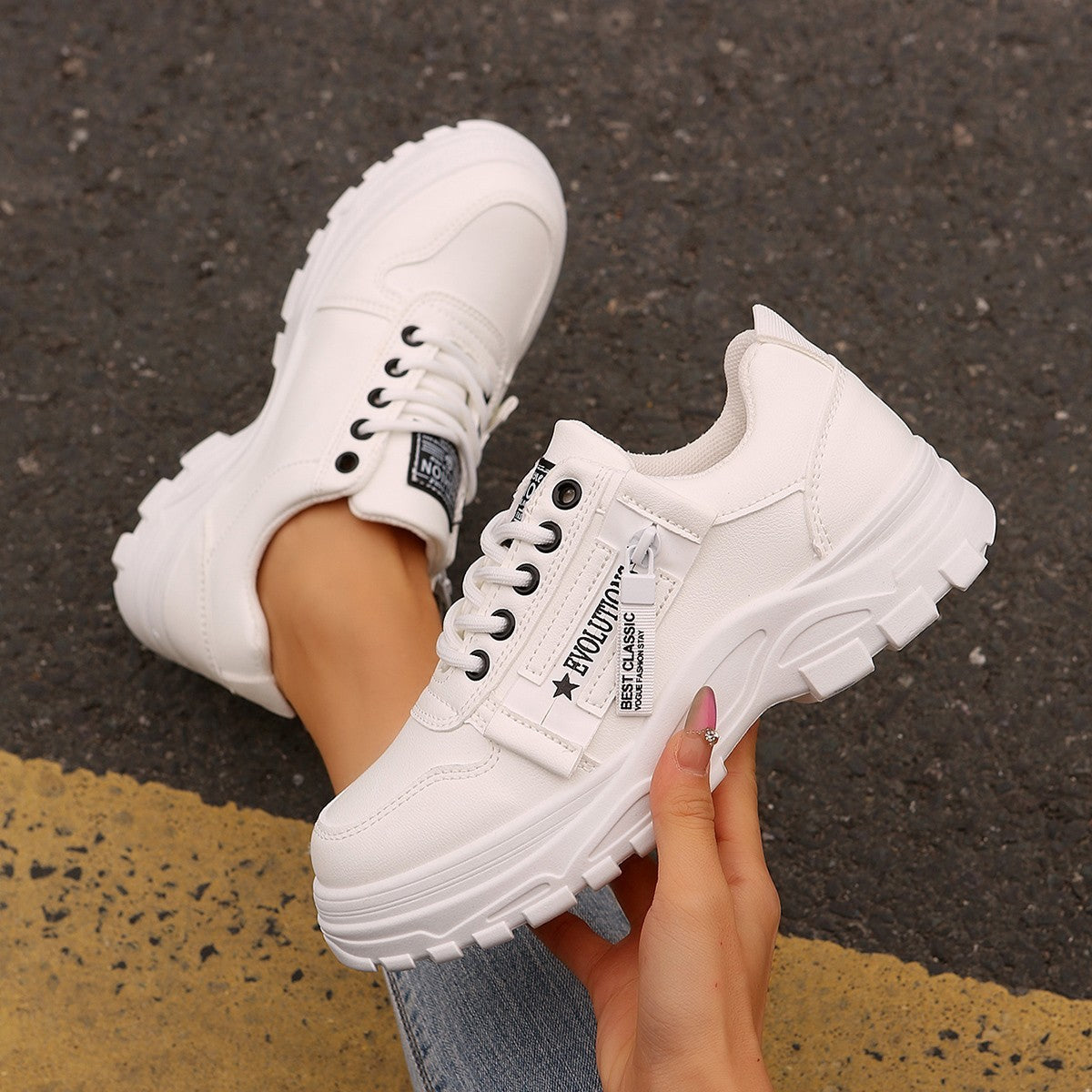 Espadrilles femme à lacets avec fermeture éclair semelle épaisse