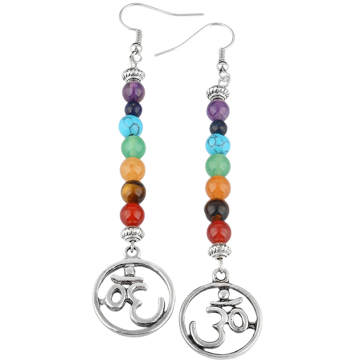 Boucles d’oreilles Cristal Goutte – Arbre de Vie ou Cercle Chakras 7 couleurs des 7 Chakras