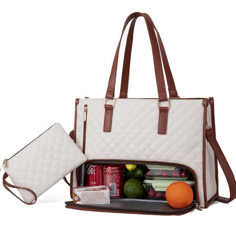 Sac lunch isolé multifonction pour femme  Sac repas étanche grand format avec bandoulière