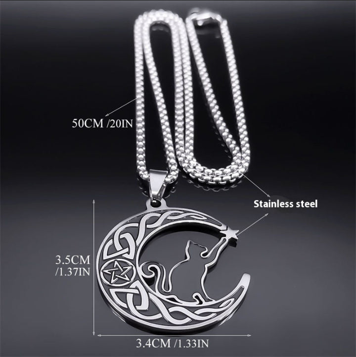 Collier Chat Lune – Pendentif Cartoon C-Forme