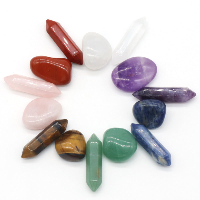 Ensemble des 7 Chakras – Pierres Naturelles Polies (Irrégulières ou Hexagonales)