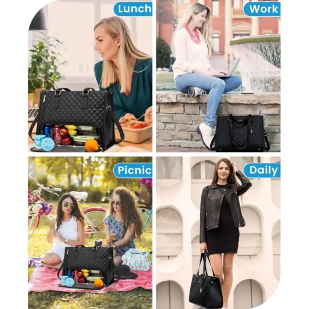 Sac lunch isolé multifonction pour femme  Sac repas étanche grand format avec bandoulière