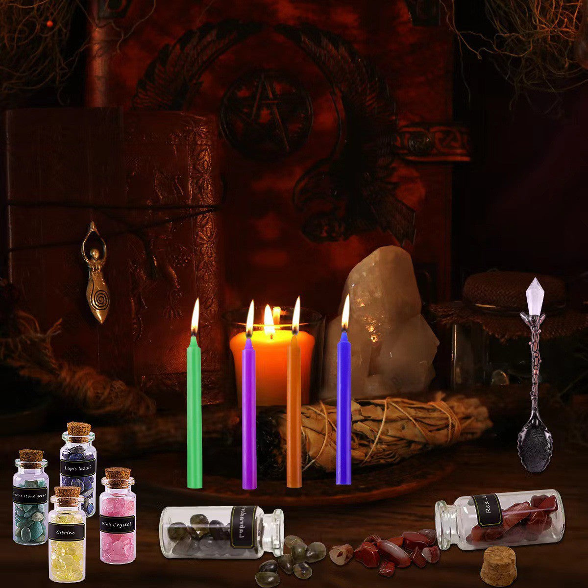 Kit Sorcellerie Débutant – Fleurs, Pierres et Accessoires Magiques