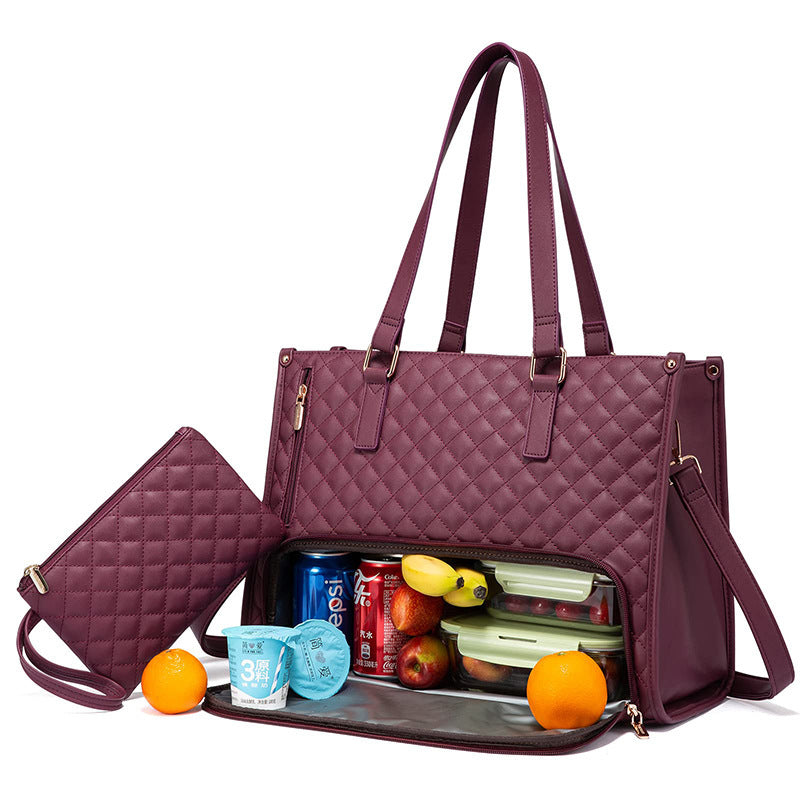 Sac lunch isolé multifonction pour femme  Sac repas étanche grand format avec bandoulière