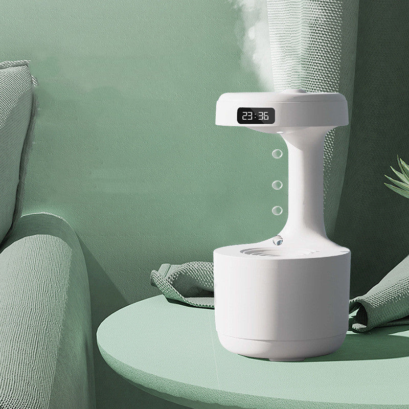 Humidificateur Anti-Gravité avec Horloge – Diffuseur d’Aroma à Gouttes d’Eau, Grande Capacité, Brumisation Silencieuse pour Chambre et Bureau