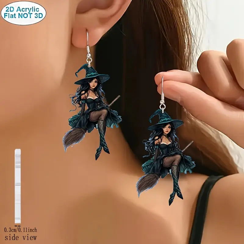 Witch Earrings Dark Creative Design Elegant And Sexy Sorcière boucles d'oreilles