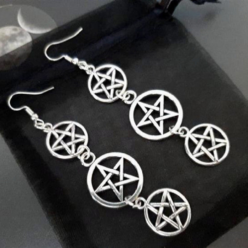 Boucles d’Oreilles Pentagram  Pouvoir de la Sorcière en Argent