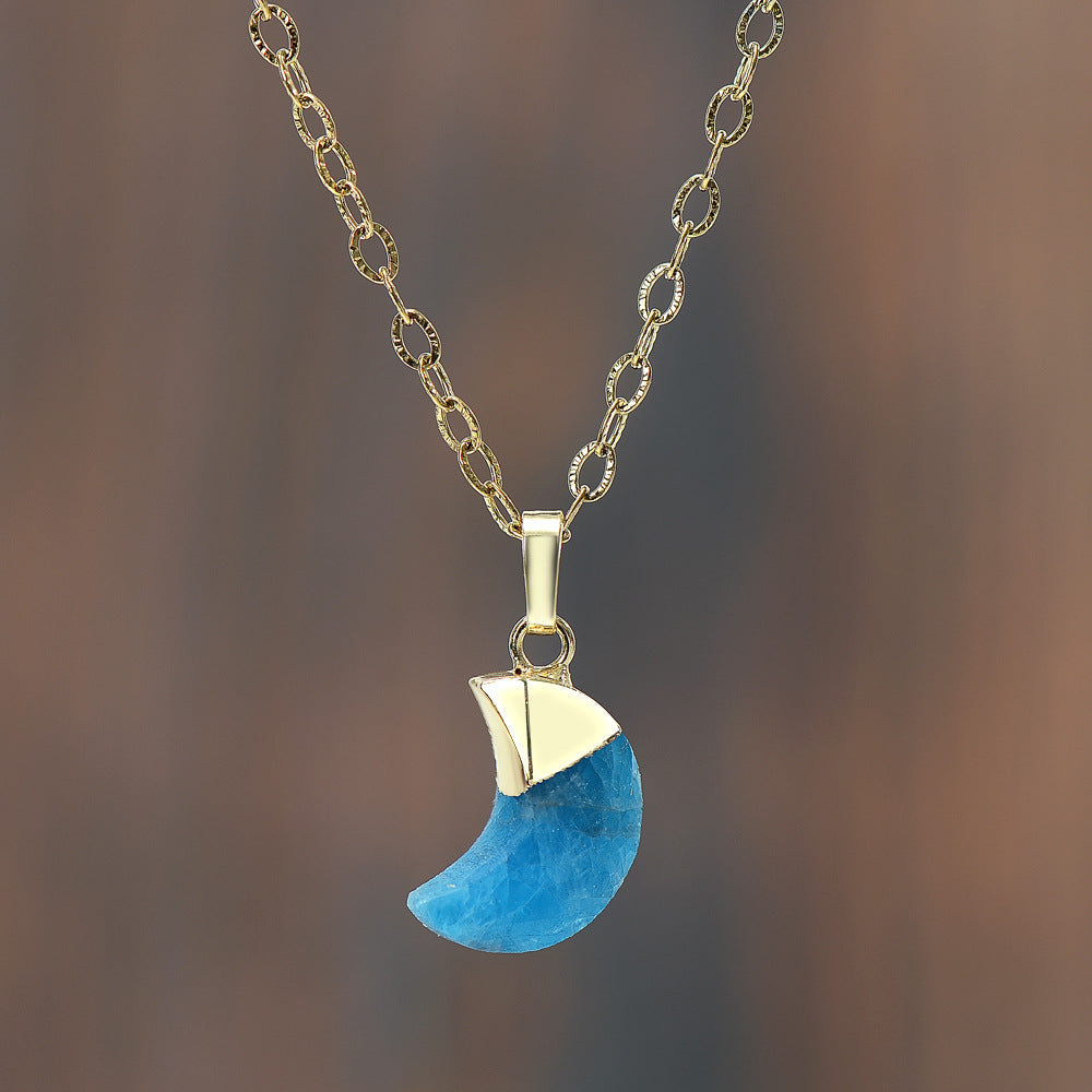 Collier pendentif Lune en pierre de lune
