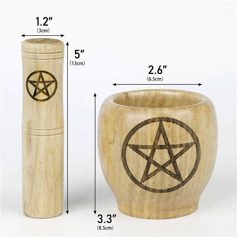 Pilons en Bois Sacré – Préparez vos élixirs et élevez vos rituels.