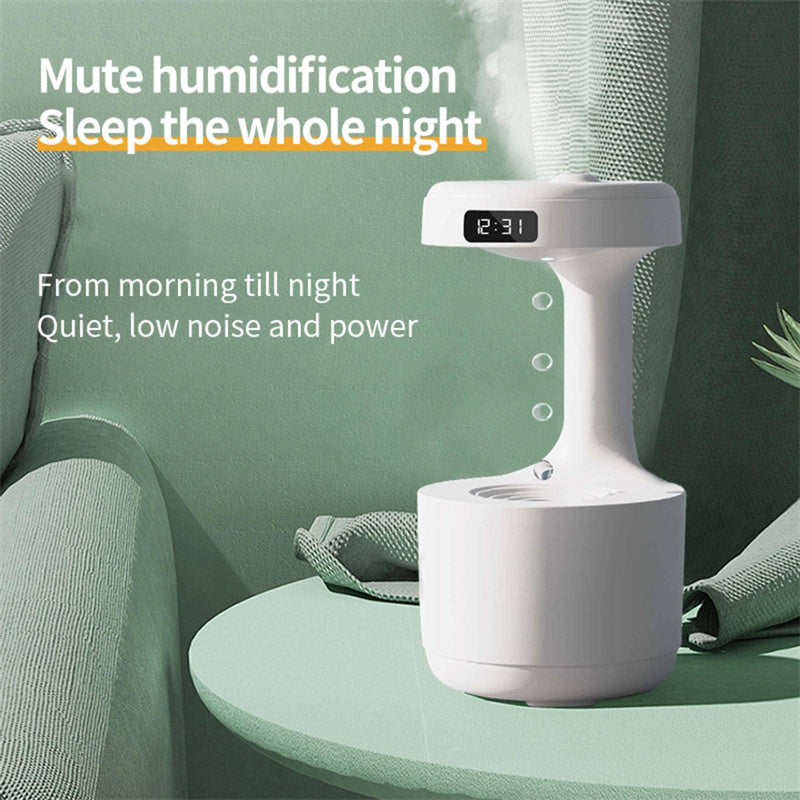 Humidificateur Anti-Gravité avec Horloge – Diffuseur d’Aroma à Gouttes d’Eau, Grande Capacité, Brumisation Silencieuse pour Chambre et Bureau