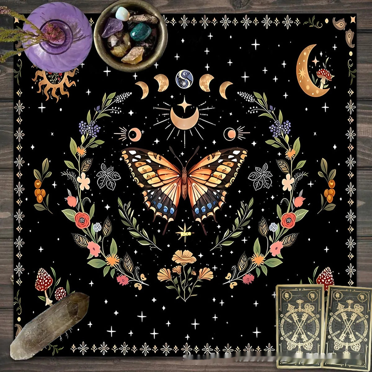Altar d’autel Enchantée Élevez vos rituels avec lune, fleurs et papillons