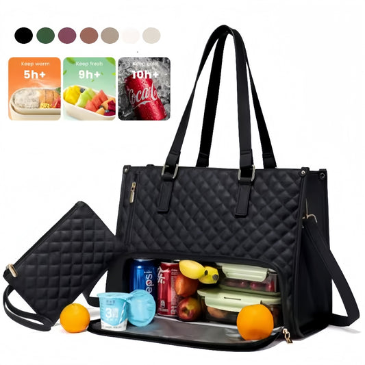 Sac lunch isolé multifonction pour femme  Sac repas étanche grand format avec bandoulière
