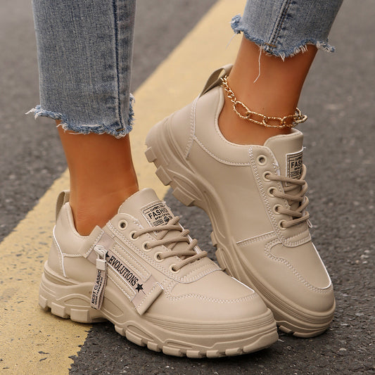 Espadrilles femme à lacets avec fermeture éclair semelle épaisse