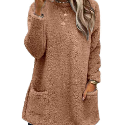 Hoodie Long Femme  Pull Molleton Chaud avec Poches