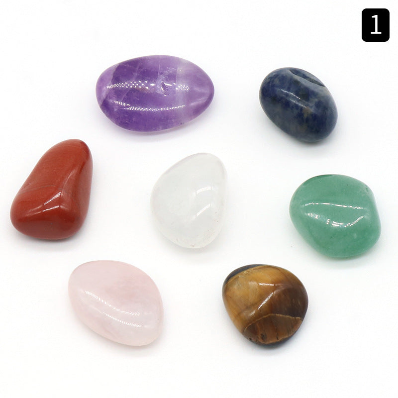 Ensemble des 7 Chakras – Pierres Naturelles Polies (Irrégulières ou Hexagonales)