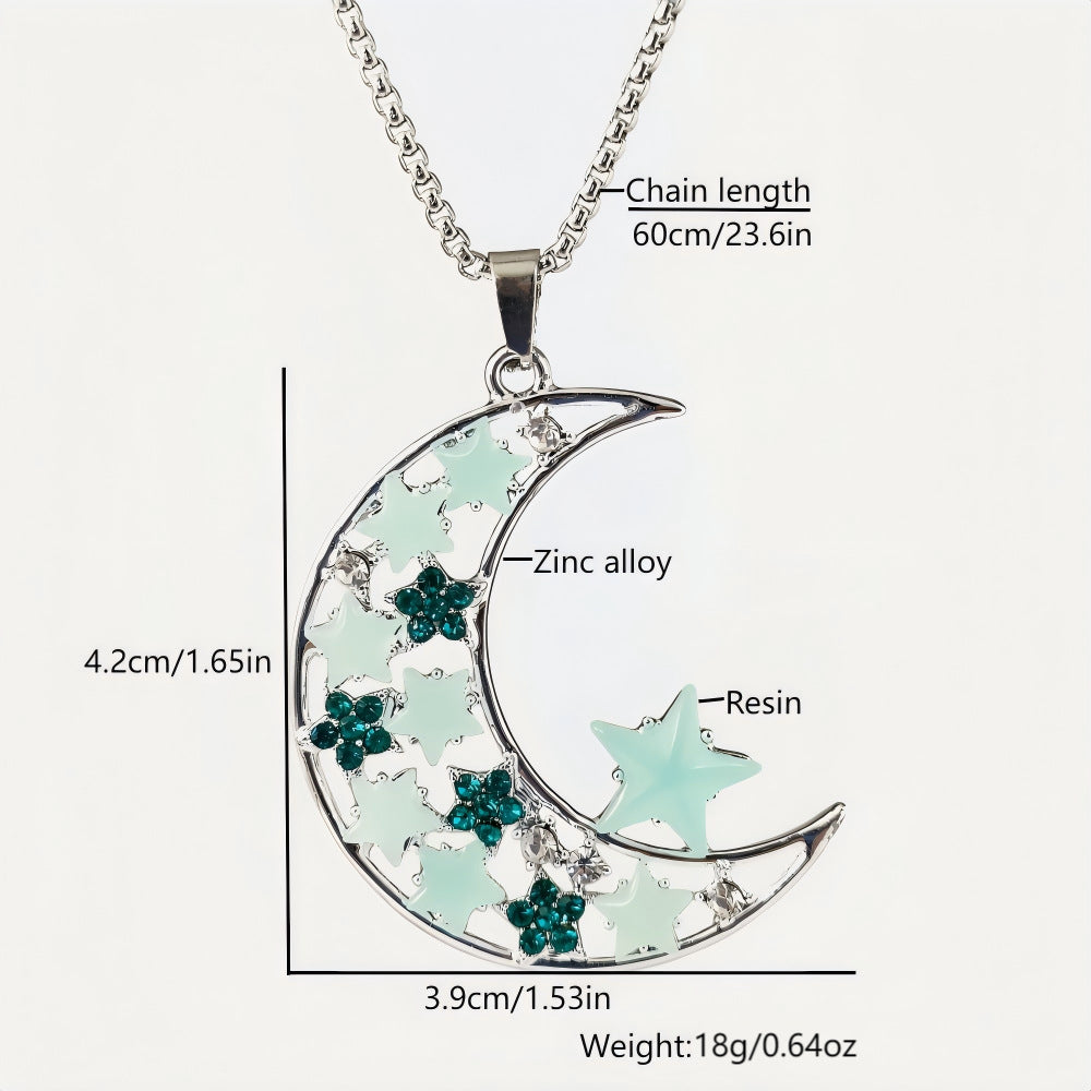 Collier Pendant Lune Crescent Lumineuse