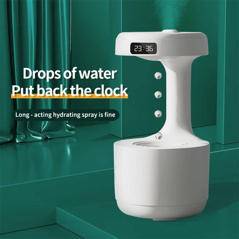 Humidificateur Anti-Gravité avec Horloge – Diffuseur d’Aroma à Gouttes d’Eau, Grande Capacité, Brumisation Silencieuse pour Chambre et Bureau