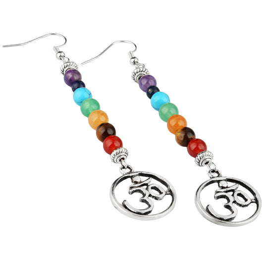 Boucles d’oreilles Cristal Goutte – Arbre de Vie ou Cercle Chakras 7 couleurs des 7 Chakras