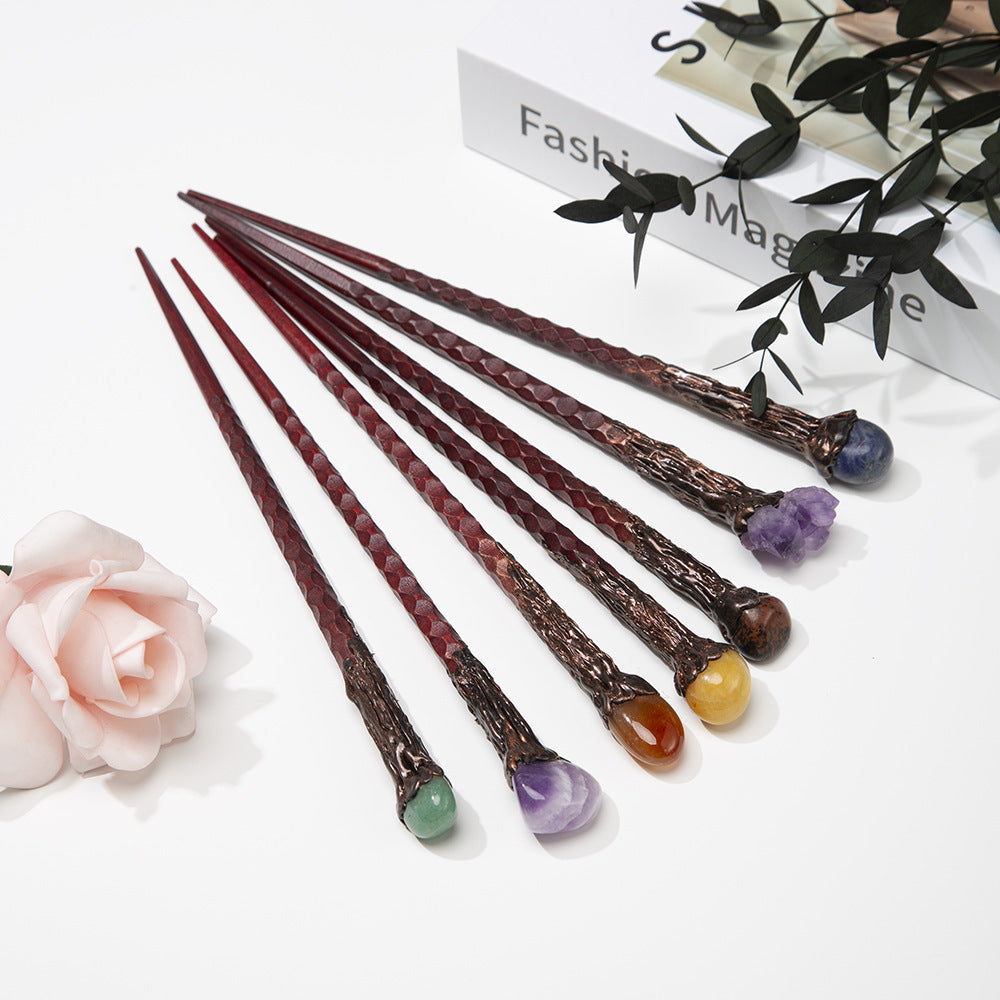 Retro Natural Crystal Stone Magic Truncheon Magic Wand