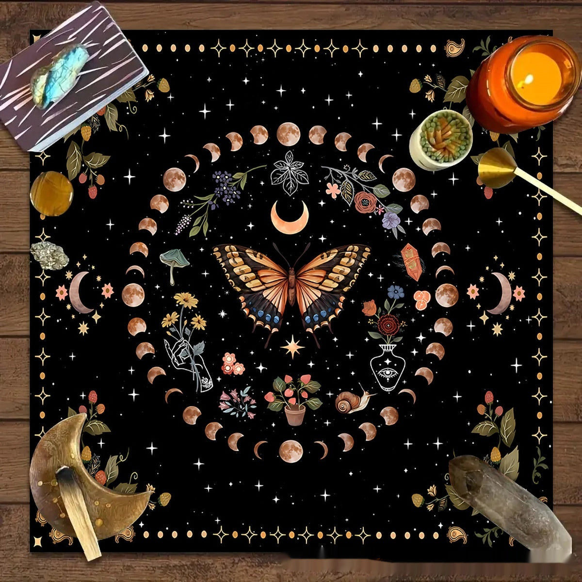 Altar d’autel Enchantée Élevez vos rituels avec lune, fleurs et papillons