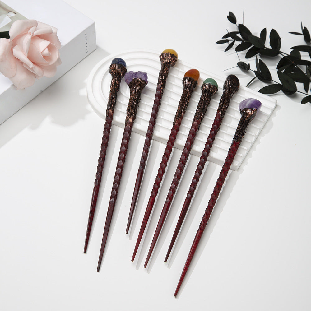 Retro Natural Crystal Stone Magic Truncheon Magic Wand