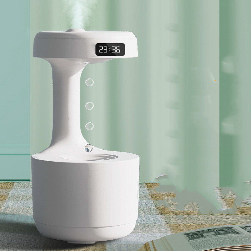Humidificateur Anti-Gravité avec Horloge – Diffuseur d’Aroma à Gouttes d’Eau, Grande Capacité, Brumisation Silencieuse pour Chambre et Bureau