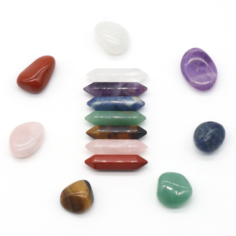 Ensemble des 7 Chakras – Pierres Naturelles Polies (Irrégulières ou Hexagonales)